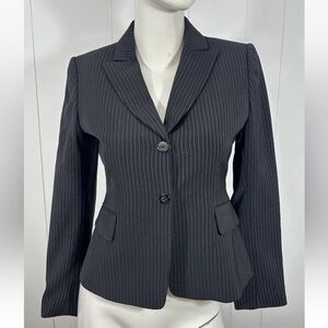 Tahari Arthur Levine Stripe Casual Black Blazer Jacket Career Women's Sz 4 Petit